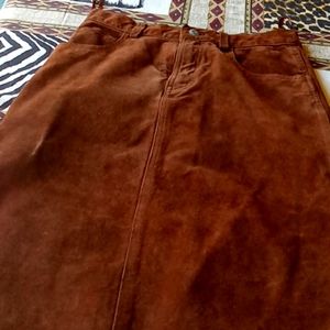 BROWN LEATHER GAP  SKIRT